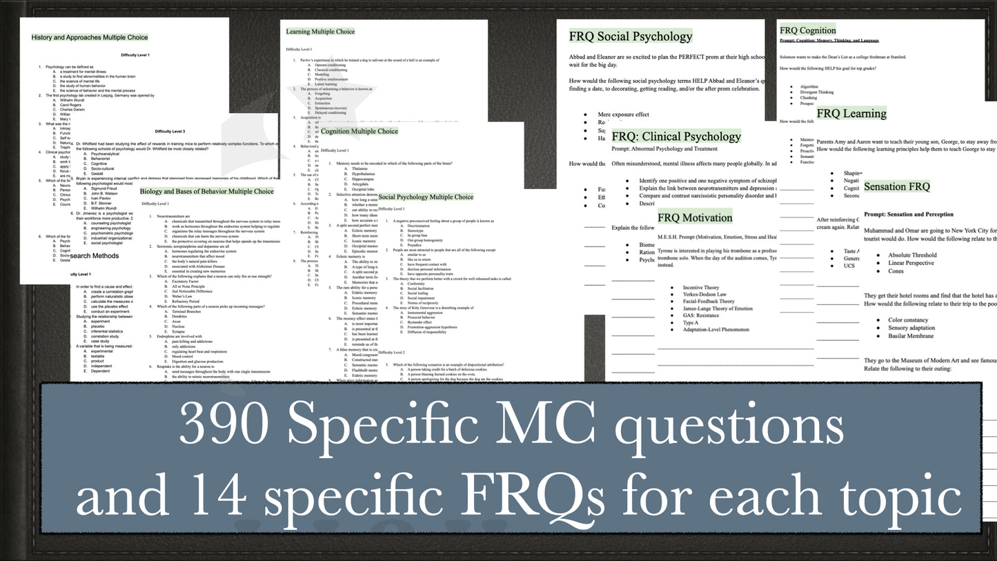 AP Psychology Real Practice Tests and FRQs