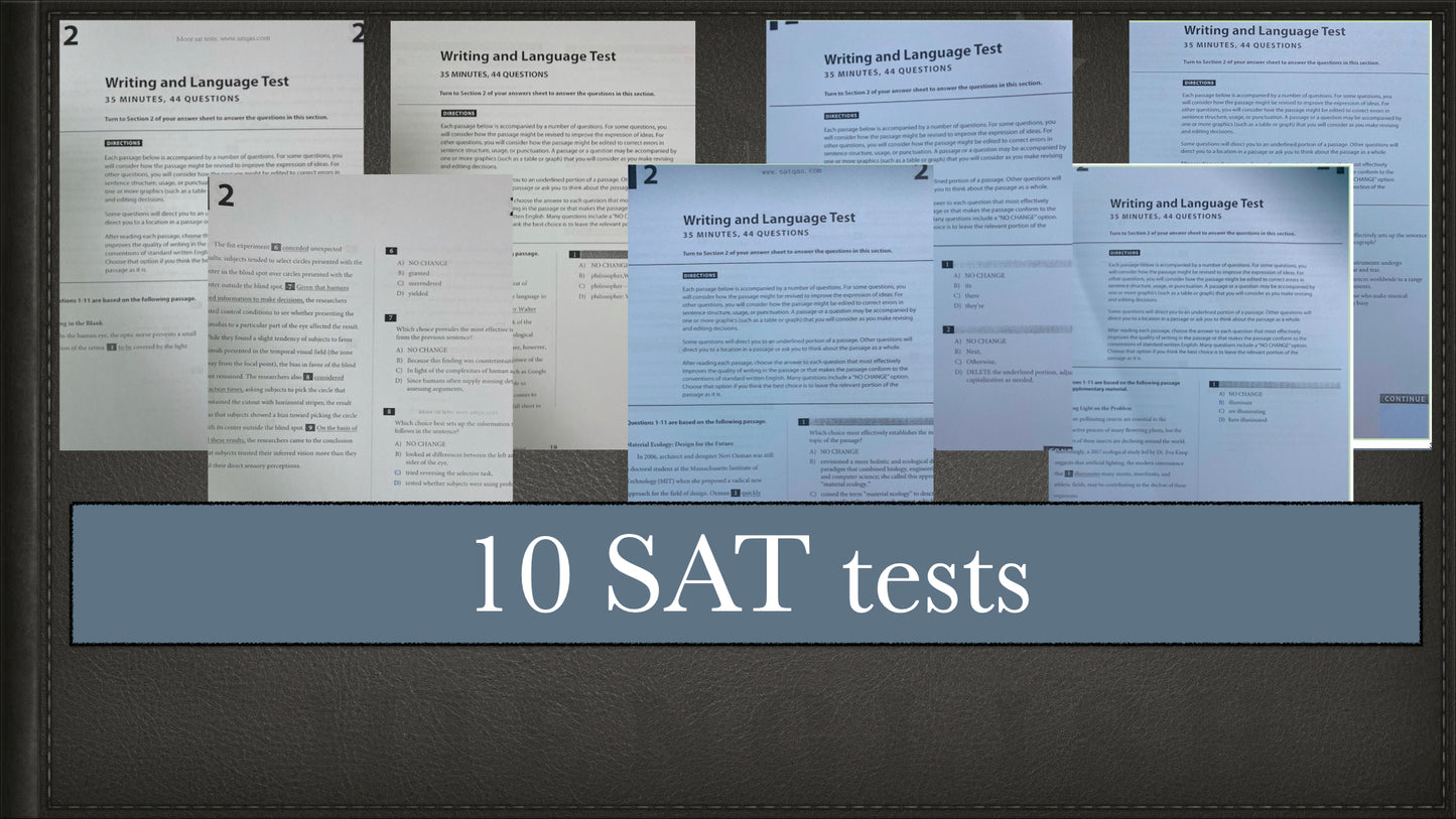 SAT grammar practice REVIEW with 10 classes / 10 lessons / 10 practice tests