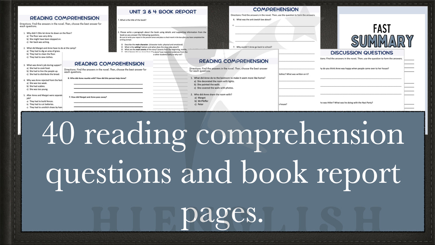 Anne Frank Novel Study