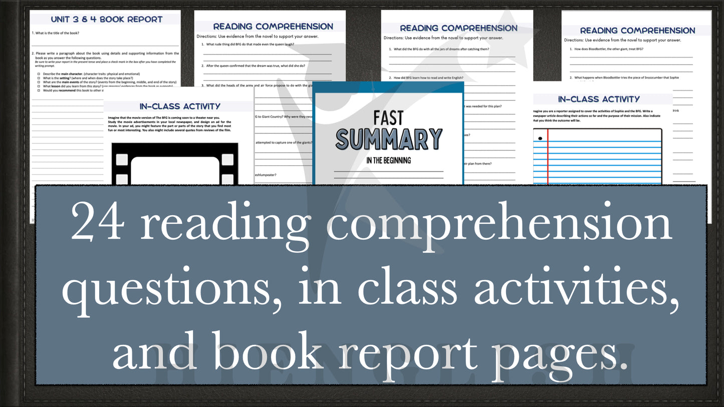 BFG (THE BIG FRIENDLY GIANT) Novel Study