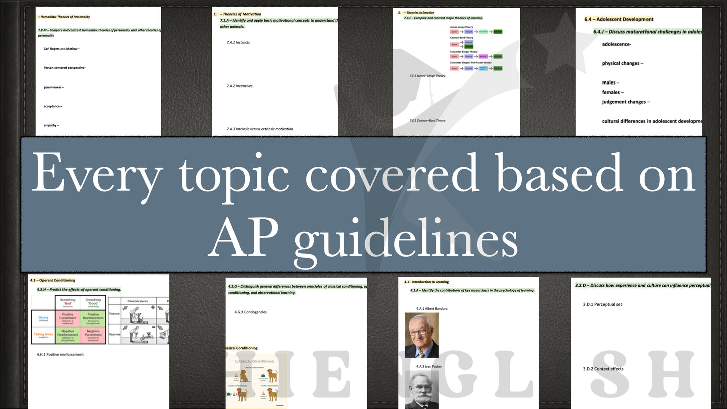 AP Psychology Fill-in Workbook Review Notes